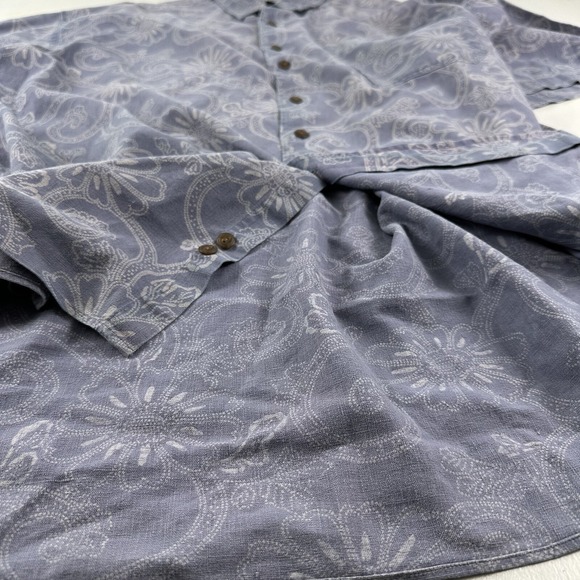 VTG Abercrombie‎ & Fitch Mens Short Sleeve Linen Shirt Large Purple Floral Y2K - Picture 9 of 13